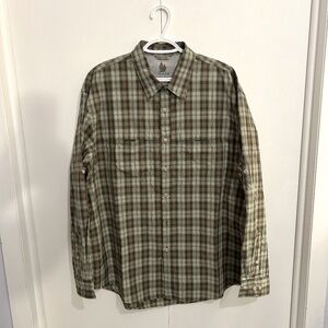 Men's Bass Green Plaid Long Sleeved Button Down Shirt Size XL